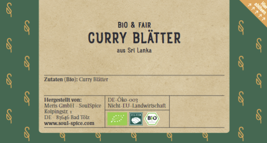 Curry Blätter Bio Beutel klein 100 gr