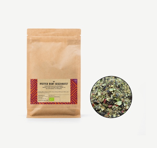 [4014901] Pfeffer bunt geschrotet Bio Aromaschutz-Beutel 1 Kg