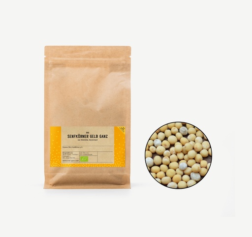 [4015921] Senfkörner gelb ganz Bio Aromaschutz-Beutel 1 Kg