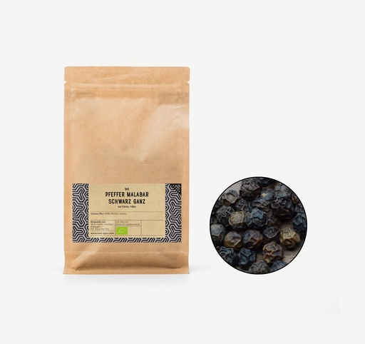 [4016121] Pfeffer Malabar schwarz ganz Bio Aromaschutz-Beutel 1 Kg